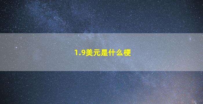 1.9美元是什么梗