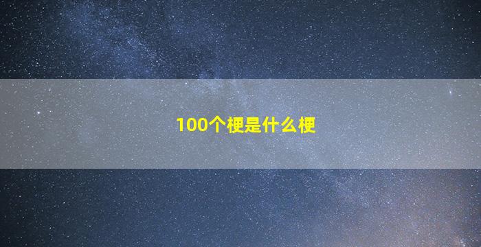 100个梗是什么梗