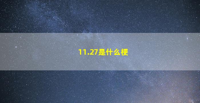 11.27是什么梗