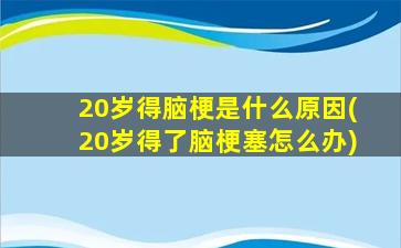 20岁得脑梗是什么原因(20岁得了脑梗塞怎么办)