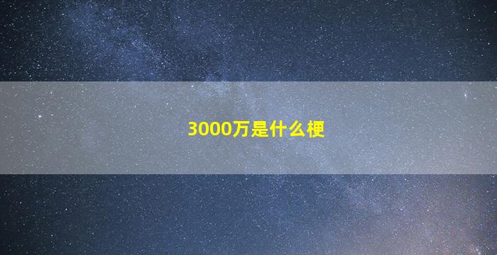 3000万是什么梗