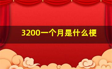 3200一个月是什么梗