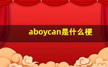 aboycan是什么梗