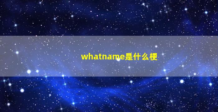 whatname是什么梗