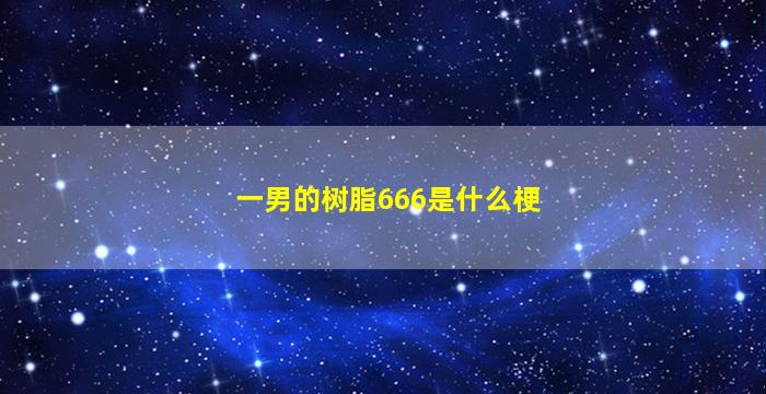 一男的树脂666是什么梗