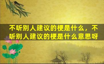 不听别人建议的梗是什么，不听别人建议的梗是什么意思呀