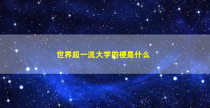 世界超一流大学的梗是什么