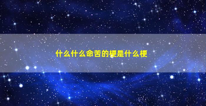 什么什么命苦的梗是什么梗