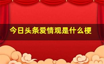 今日头条爱情观是什么梗