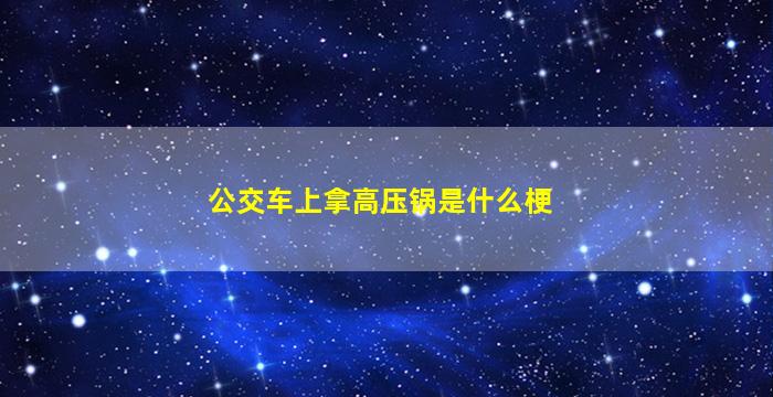 公交车上拿高压锅是什么梗