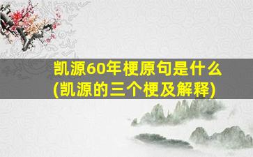 凯源60年梗原句是什么(凯源的三个梗及解释)