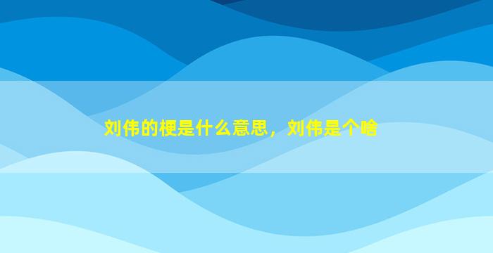 刘伟的梗是什么意思，刘伟是个啥