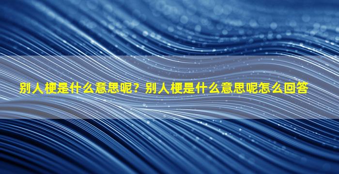 别人梗是什么意思呢？别人梗是什么意思呢怎么回答