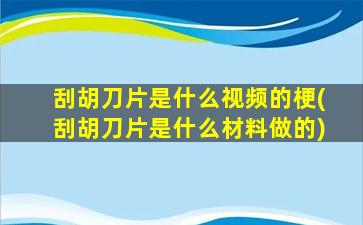 刮胡刀片是什么视频的梗(刮胡刀片是什么材料做的)