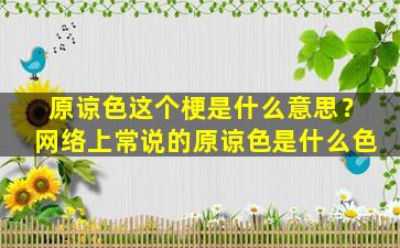 原谅色这个梗是什么意思？网络上常说的原谅色是什么色