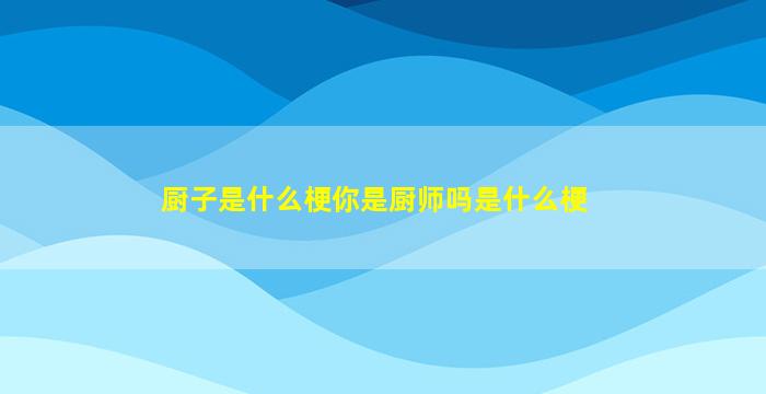 厨子是什么梗你是厨师吗是什么梗