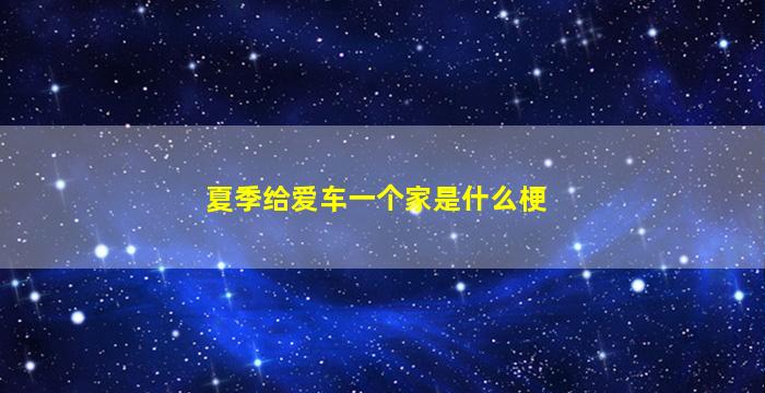 夏季给爱车一个家是什么梗