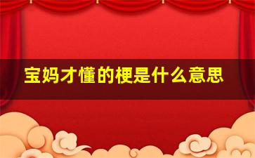 宝妈才懂的梗是什么意思