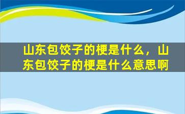 山东包饺子的梗是什么，山东包饺子的梗是什么意思啊