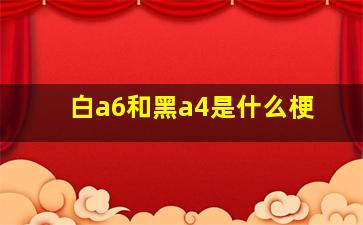 白a6和黑a4是什么梗