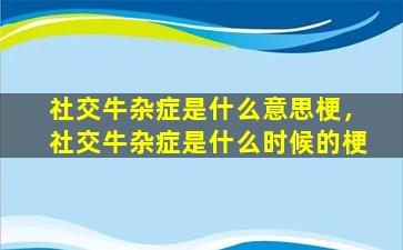 社交牛杂症是什么意思梗，社交牛杂症是什么时候的梗