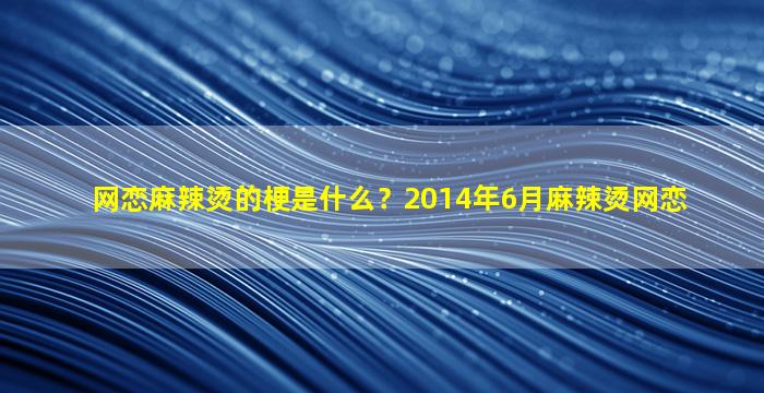 网恋麻辣烫的梗是什么？2014年6月麻辣烫网恋