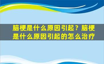 脑梗是什么原因引起？脑梗是什么原因引起的怎么治疗