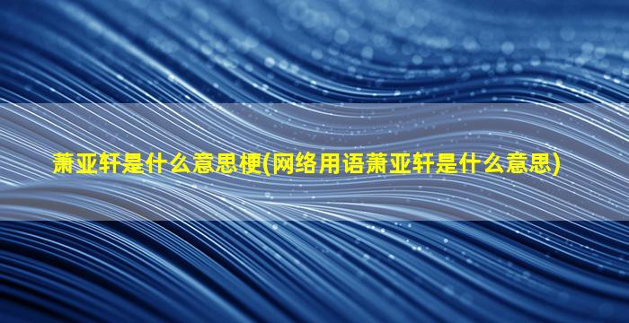 萧亚轩是什么意思梗(网络用语萧亚轩是什么意思)