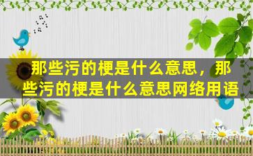 那些污的梗是什么意思，那些污的梗是什么意思网络用语