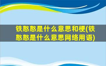 铁憨憨是什么意思和梗(铁憨憨是什么意思网络用语)