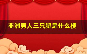 非洲男人三只腿是什么梗